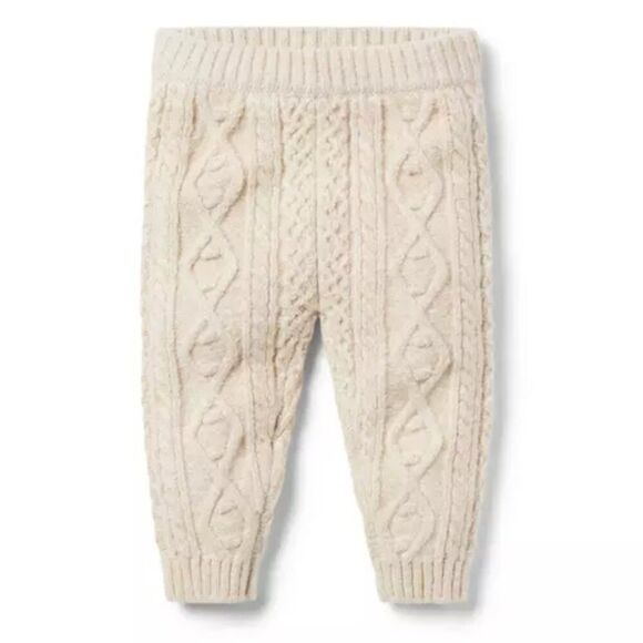 Janie and Jack 100047019 Tan Baby Cable Knit Sweater Pant NWT size 3-6 m - Picture 1 of 8